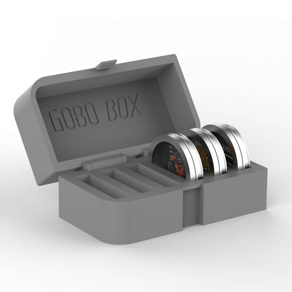 GoboBox für 6 Glasgobos mit Halter, von Derksen Lichttechnik, Farbe Silber