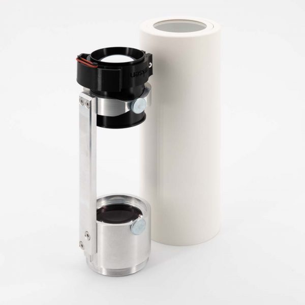 Teleobjektiv 135 mm Brennweite mit weißer Hülse, für Outdoor-Projektoren von Derksen Lichttechnik