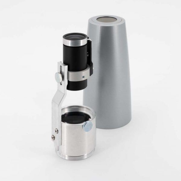 Weitwinkelobjektiv 45 mm Brennweite mit silberner Hülse, für Gobo-Projektoren von Derksen Lichttechnik