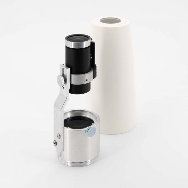 Weitwinkelobjektiv 45 mm mit Projektionsoptik und weißer Hülse, für Goboprojektoren von Derksen Lichttechnik