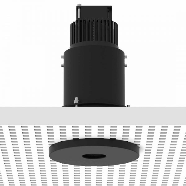 Kompakter Gobo Projektor für Deckeneinbau, von Derksen Lichttechnik, Gehäusefarbe schwarz