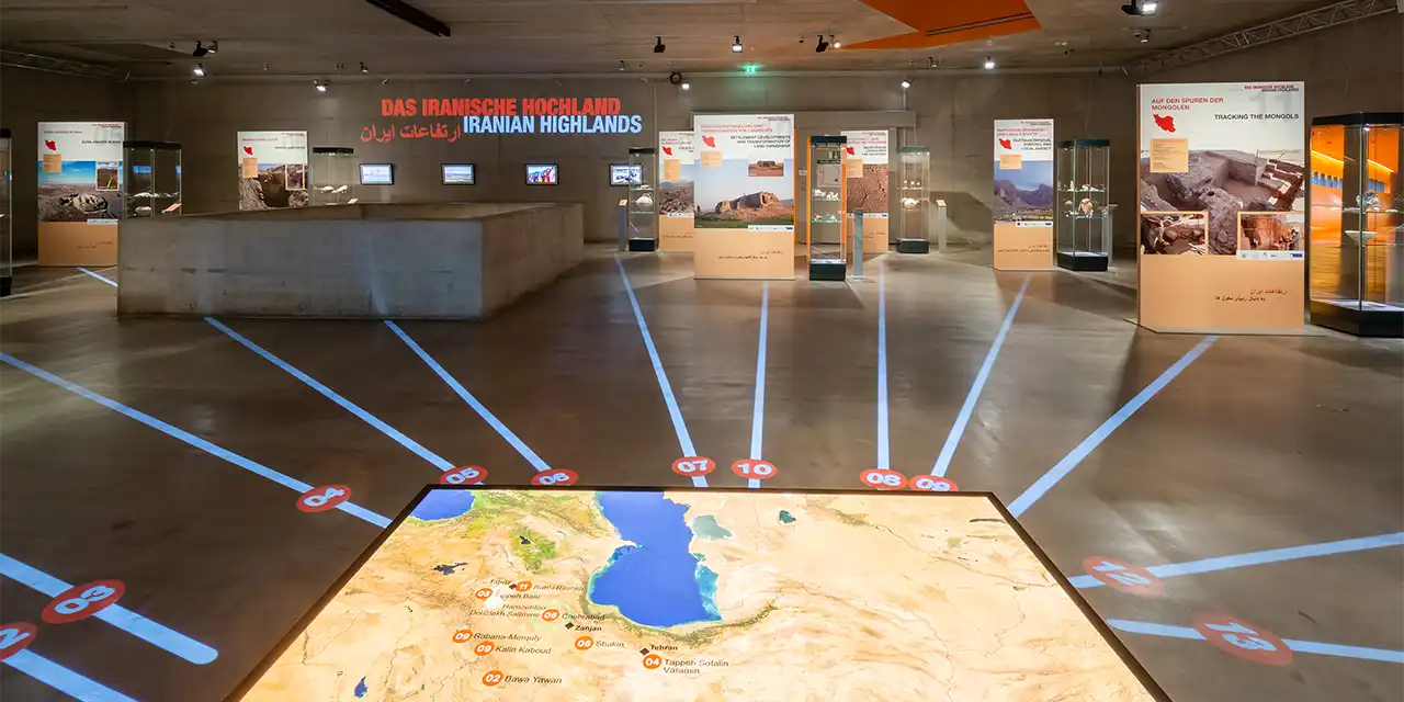 Deutsches Bergbaumuseum Bochum, Gobo Projektionen auf dem Boden mit Keystonekorrektur